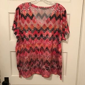 Avenue Women’s 18/20 HP Zigzag Pink Orange Top S/S